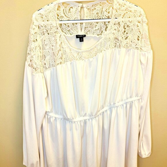 Torrid Lacy Shoulder Blouse 3X White - Picture 1 of 2